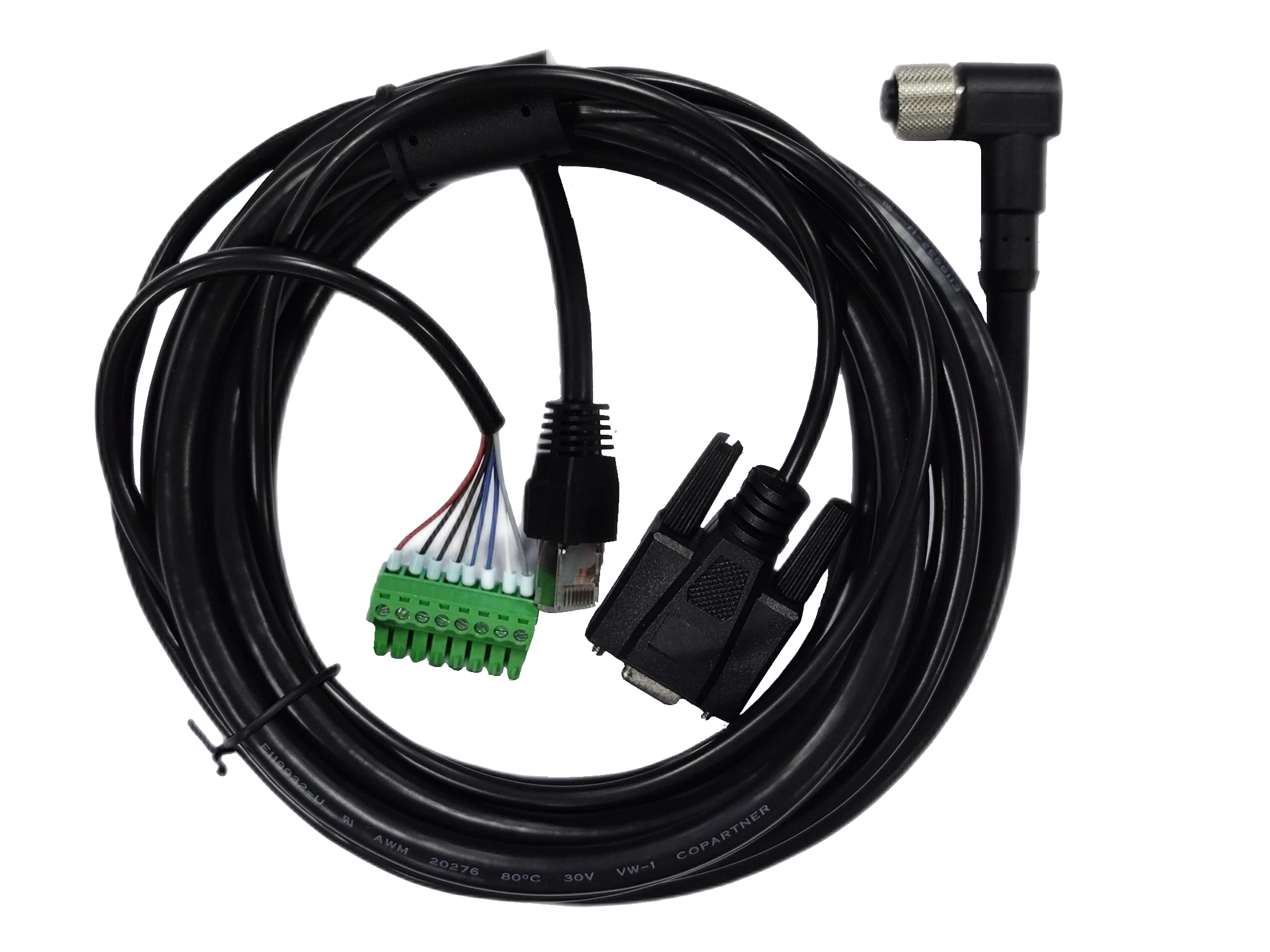 一体线网口高柔90°，3米，17pin转open/RJ45/DB9